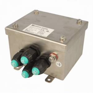 Pepperl + Fuchs - SR.TJE.11.14.09.B.0-S0002 STAINLESS STEEL AISI 316L JUNCTION BOX, 136 X 110 X 86 MM, BOTTOM FACE CABLE GLANDS POLYAMIDE, 4 X M20, ATEX ZONES 1, 2, 21, 22